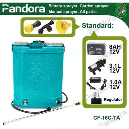 Pompa stropit electrica Micul Fermier (Pandora) 20 Litri, 5 Bar, Model 2020 + regulator presiune, vermorel cu baterie acumulator. (GF-0665) - Ro-Unelte