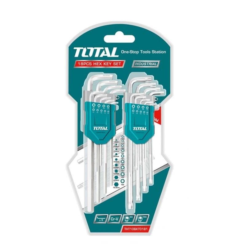 Set 18 chei imbus Hex&Torx -1.5-10mm - T10-T50, Cr-V, brat extra-lung (INDUSTRIAL) (THT-106KT0181) - Ro-Unelte