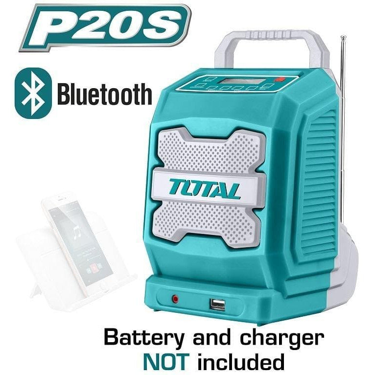 Boxa portabila / radio cu acumulator 20V, 3W, Bluetooth 4.0, TOTAL (TJRLI-2001) (fara acumulator si incarcator) - Ro-Unelte