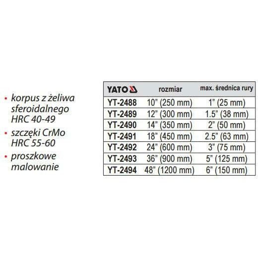 Cheie reglabilă pentru Yato YT-2493 țevi 900 mm - ZEP.RO