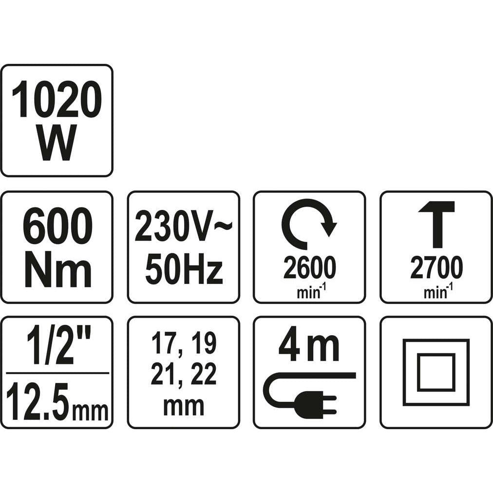 Pistol de Impact Electric de 1/2" cu 600 NM Yato YT-82021 - ZEP.RO - Ți-e la îndemână!