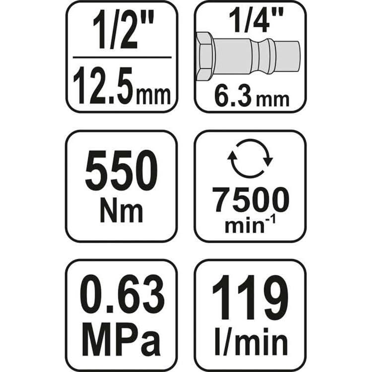 Pistol pneumatic 1/2" 550 Nm AL Yato YT-09511 - ZEP.RO - Ți-e la îndemână!