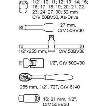 Trusa Chei Tubulare +Clichet +Adaptor 24Bc,10-32Yato - ZEP.RO - Ți-e la îndemână!