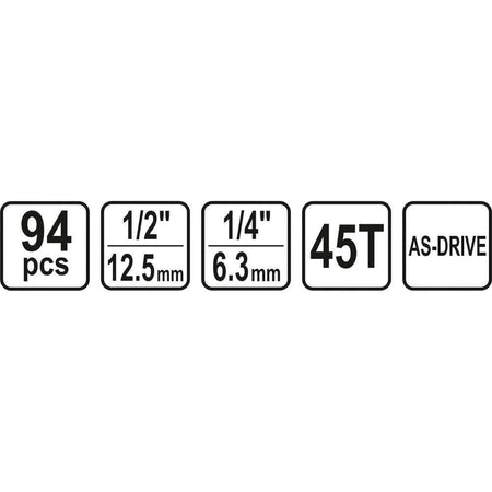 Trusă Tubulare Sthor 58687, 1/2-1/4'', 94 Buc - ZEP.RO - Ți-e la îndemână!
