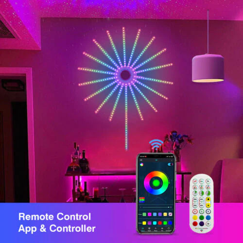 Instalatie artificii LED Smart, RGB, muzica, telecomanda si control din smartphone, multicolor - ZEP.RO - Ți-e la îndemână!