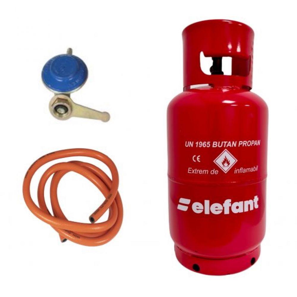 Butelie pentru camping ELEFANT GPL din Metal, 12L, 5kg, filet 1/2 cu Kit ceas cu furtun - ZEP.RO