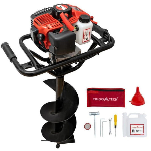 Set Motoburghiu TRIGO TECH, 2.5 CP + Burghiu 200mm, Foreza pentru pamant , Model 2019 GF-1058 - Ro-Unelte