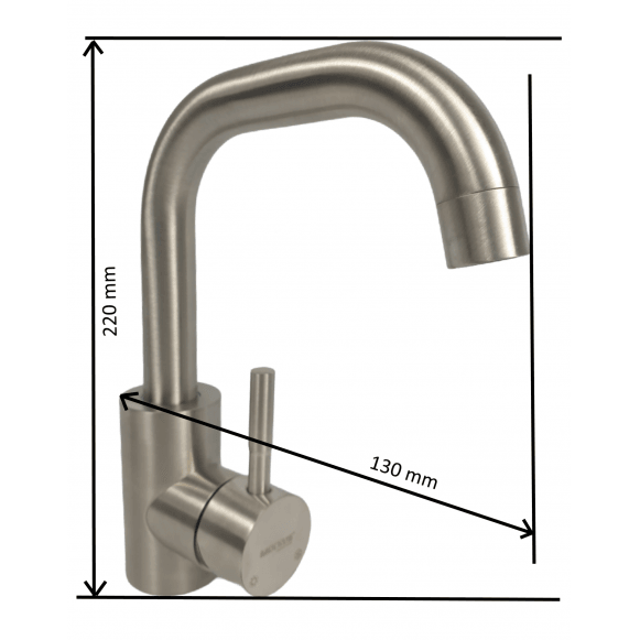 Baterie lavoar MIXXUS SUS-001-G din otel inoxidabil, Monocomanda, Racorduri incluse - ZEP.RO - Ți-e la îndemână!