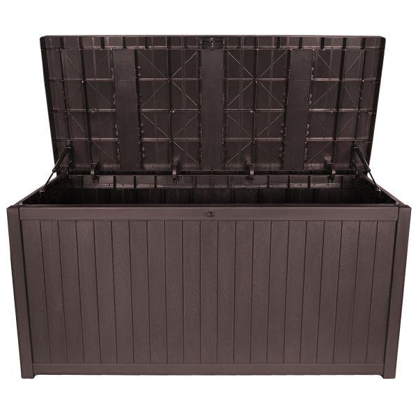 Lada de depozitare de exterior Tough Master TM-SBW43H 430 L tip lemn, HDPE, 125X56X61.5 cm - ZEP.RO - Ți-e la îndemână!