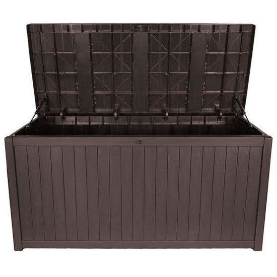 Lada de depozitare de exterior Tough Master TM-SBW43H 430 L tip lemn, HDPE, 125X56X61.5 cm - ZEP.RO - Ți-e la îndemână!