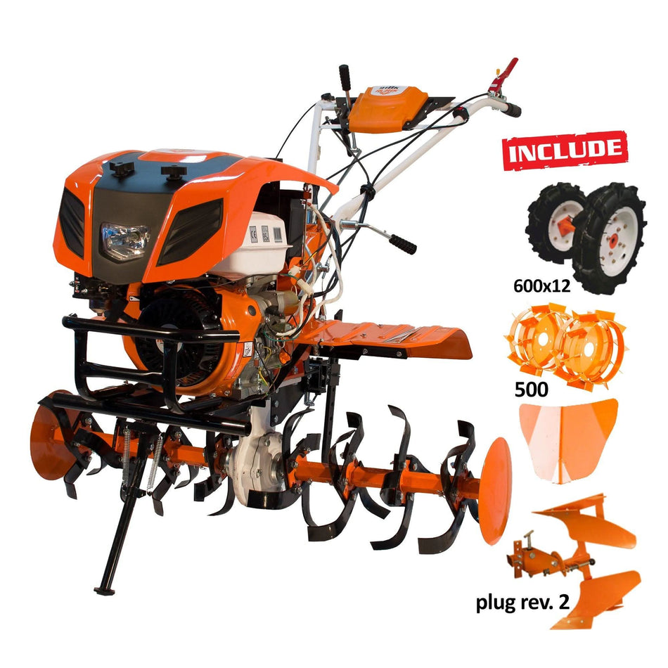 Motosapatoare Ruris 918Acc + Roti Cauciuc 6.00-12 + Rarita + Plug Reversibil Rev2 + Roti Metalice 500 - ZEP.RO - Ți-e la îndemână!