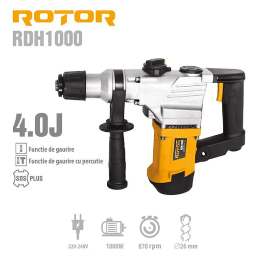 Ciocan rotopercutor ROTOR RDH1000, 1000W, 870RPM, 3800BPM - ZEP.RO - Ți-e la îndemână!